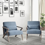Fauteuil d'appoint en bois massif et tissu pour salon