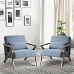 Fauteuil d'appoint en bois massif et tissu pour salon