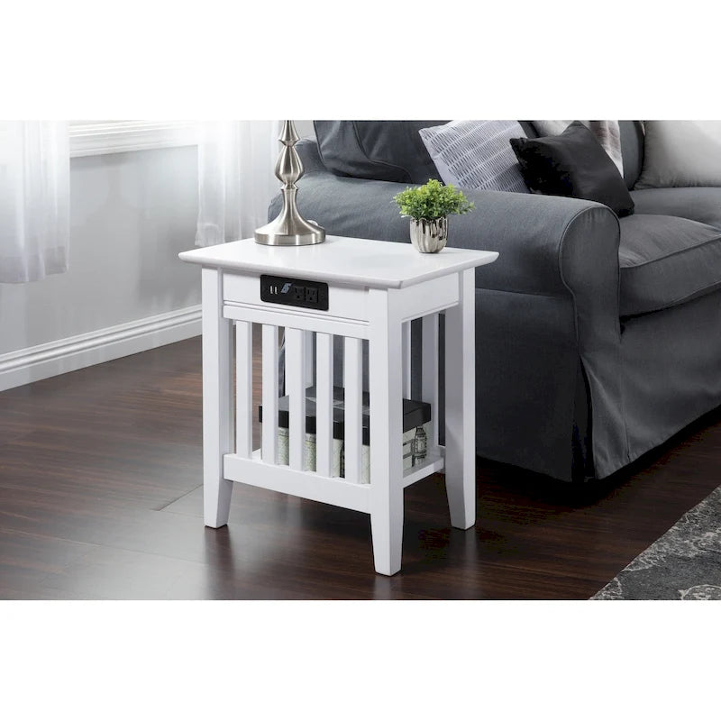 Table d'appoint de style Mission avec station de recharge