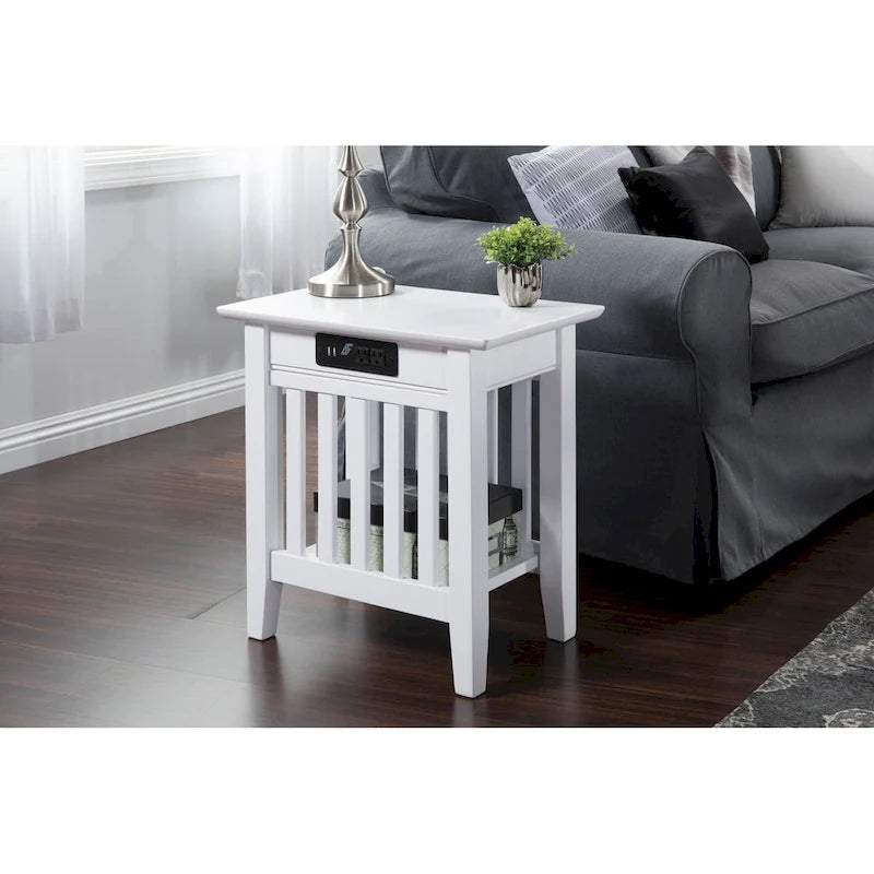 Table d'appoint de style Mission avec station de recharge