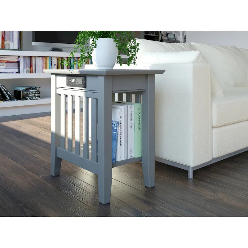 Table d'appoint de style Mission avec station de recharge