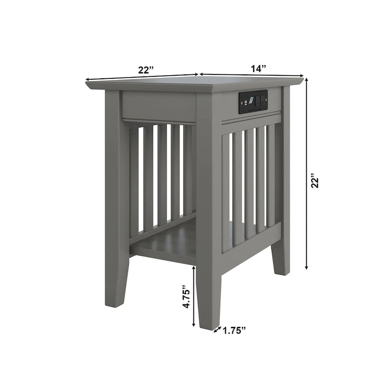Table d'appoint de style Mission avec station de recharge