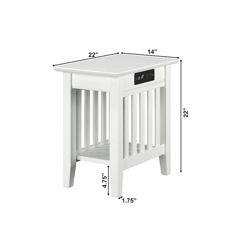Table d'appoint de style Mission avec station de recharge
