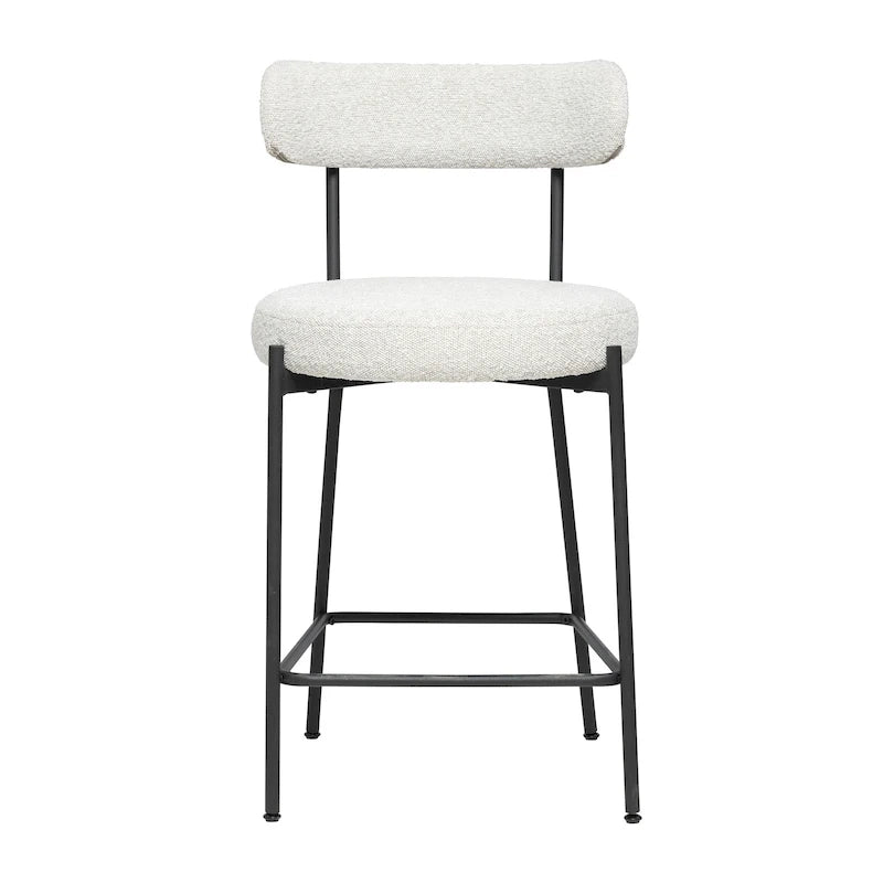 Tabouret de comptoir rembourré en bouclette avec piètement en acier