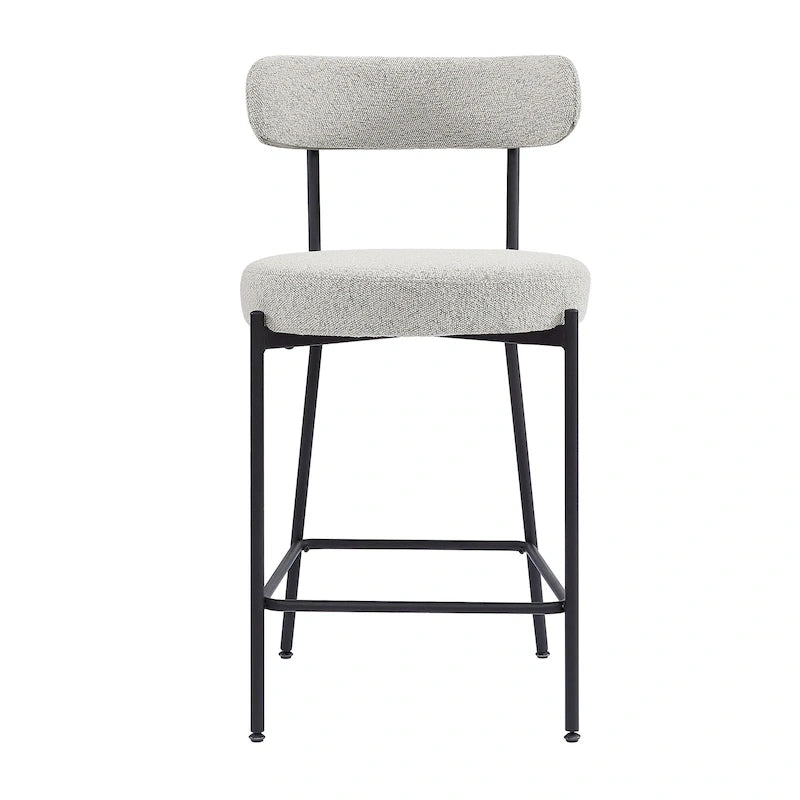 Tabouret de comptoir rembourré en bouclette avec piètement en acier