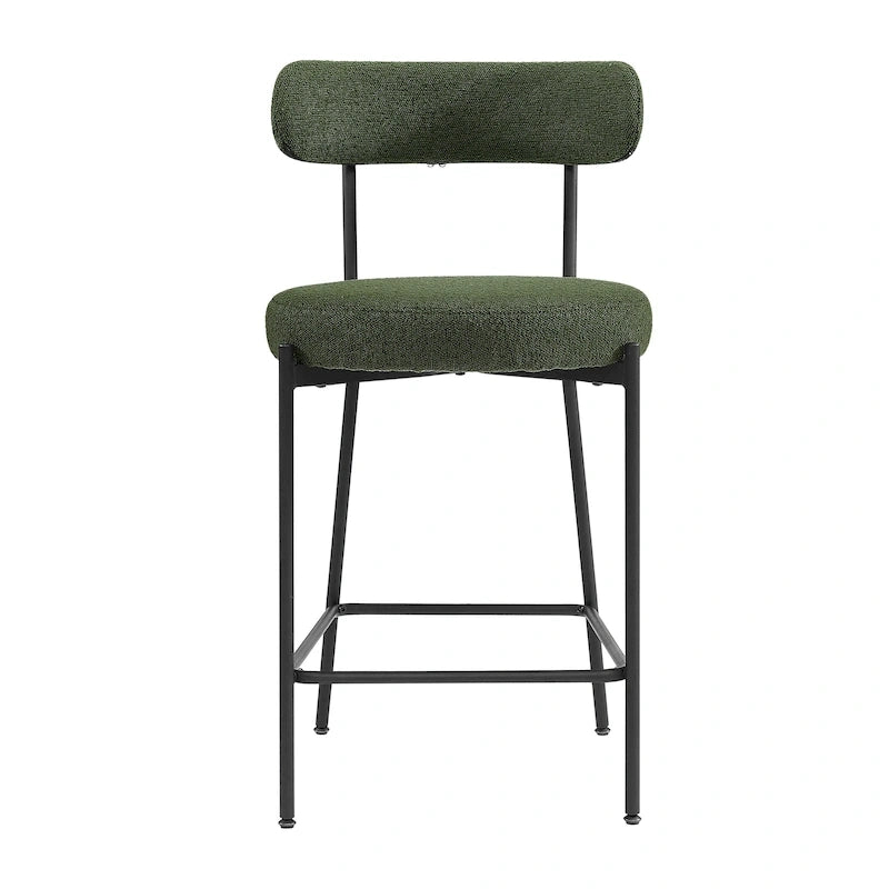 Tabouret de comptoir rembourré en bouclette avec piètement en acier