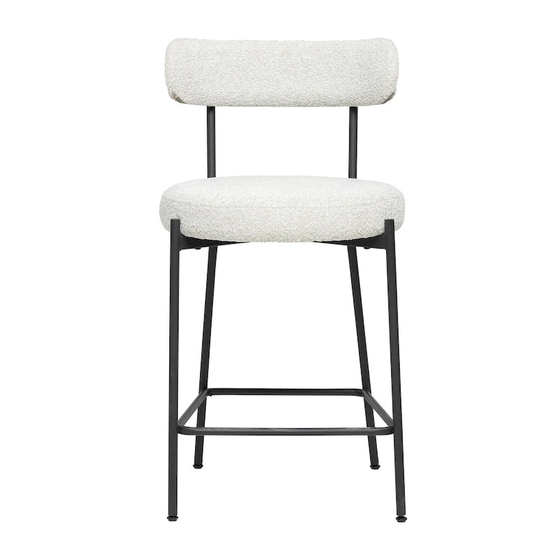 Tabouret de comptoir rembourré en bouclette avec piètement en acier