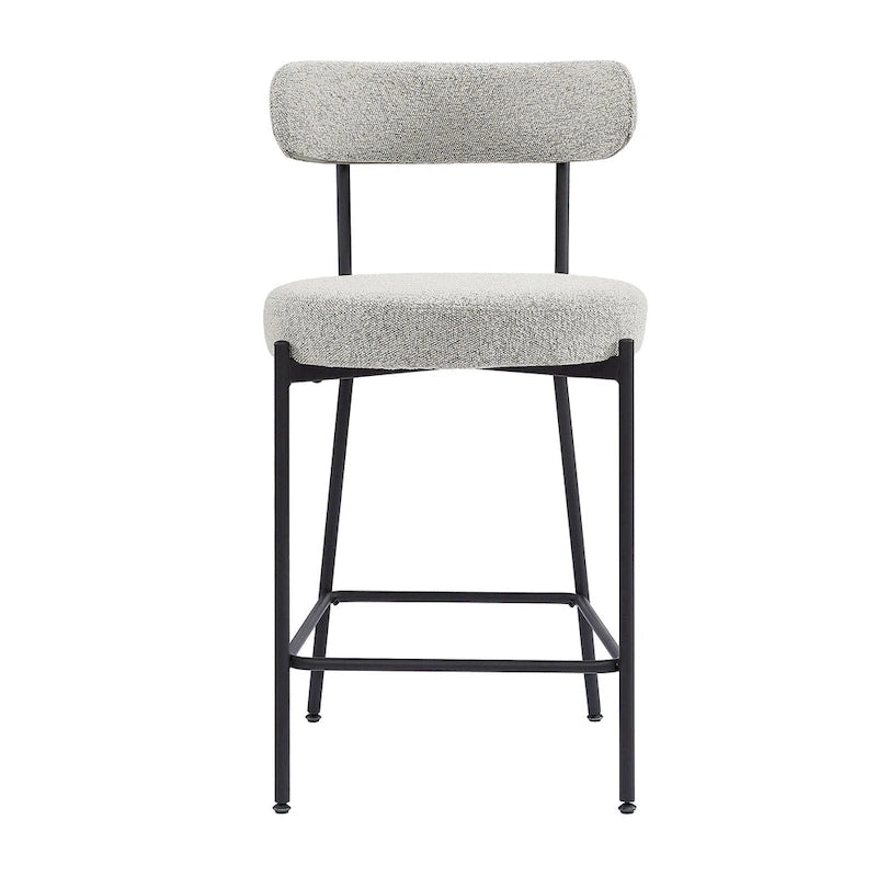 Tabouret de comptoir rembourré en bouclette avec piètement en acier