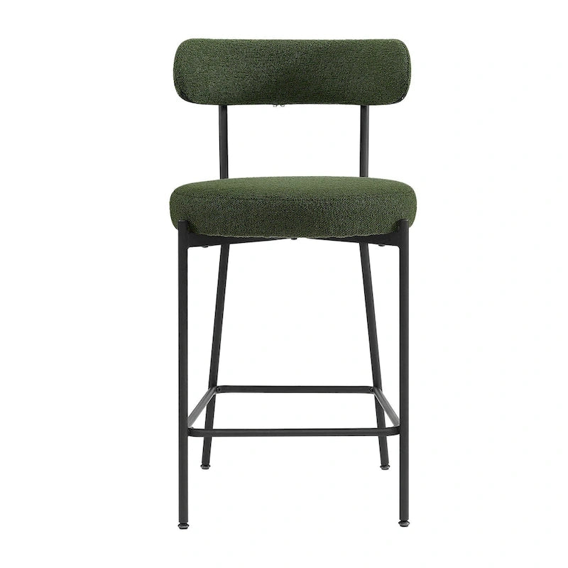 Tabouret de comptoir rembourré en bouclette avec piètement en acier