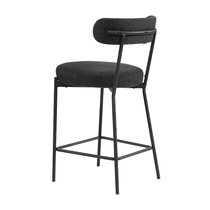 Tabouret de comptoir rembourré en bouclette avec piètement en acier