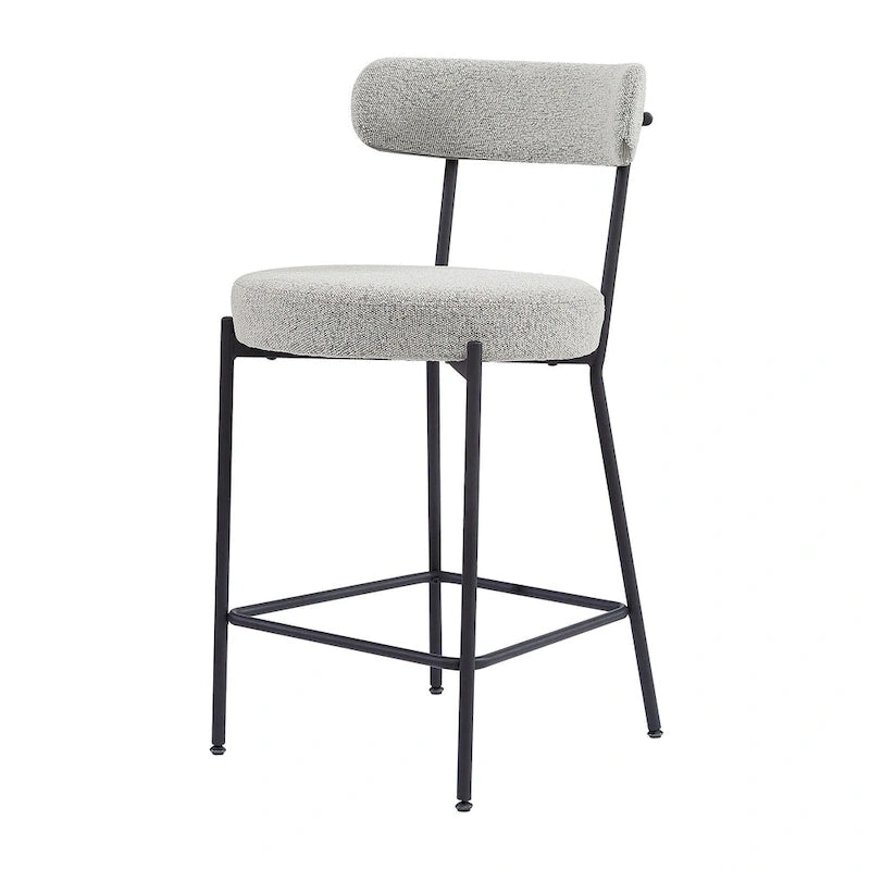 Tabouret de comptoir rembourré en bouclette avec piètement en acier
