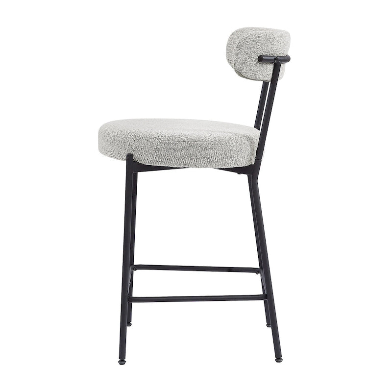 Tabouret de comptoir rembourré en bouclette avec piètement en acier