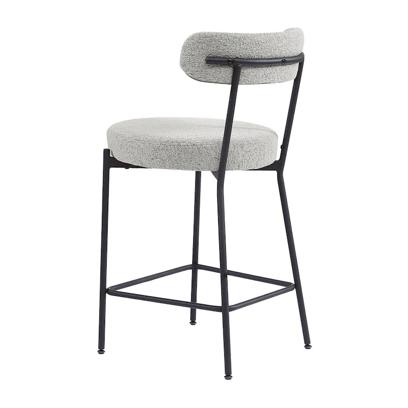 Tabouret de comptoir rembourré en bouclette avec piètement en acier