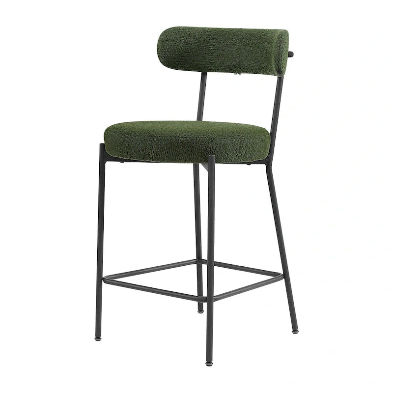 Tabouret de comptoir rembourré en bouclette avec piètement en acier