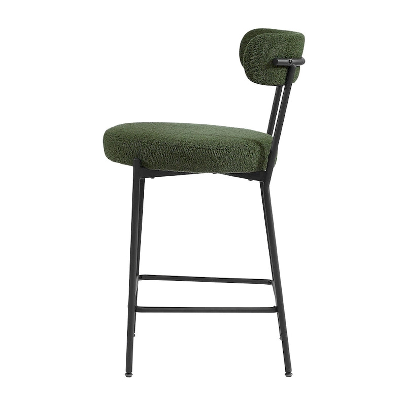 Tabouret de comptoir rembourré en bouclette avec piètement en acier