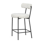 Tabouret de comptoir rembourré en bouclette avec piètement en acier