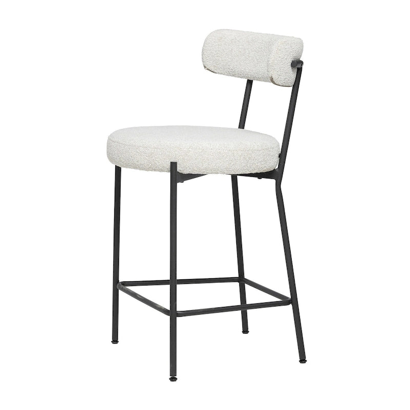 Tabouret de comptoir rembourré en bouclette avec piètement en acier