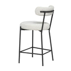 Tabouret de comptoir rembourré en bouclette avec piètement en acier