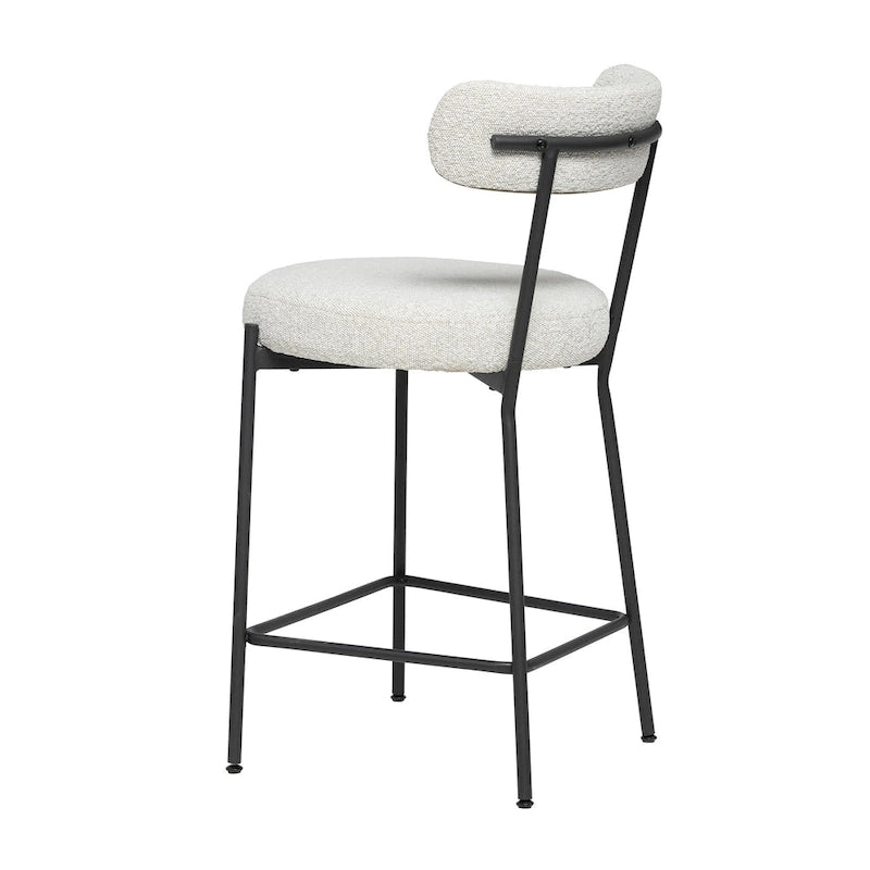 Tabouret de comptoir rembourré en bouclette avec piètement en acier