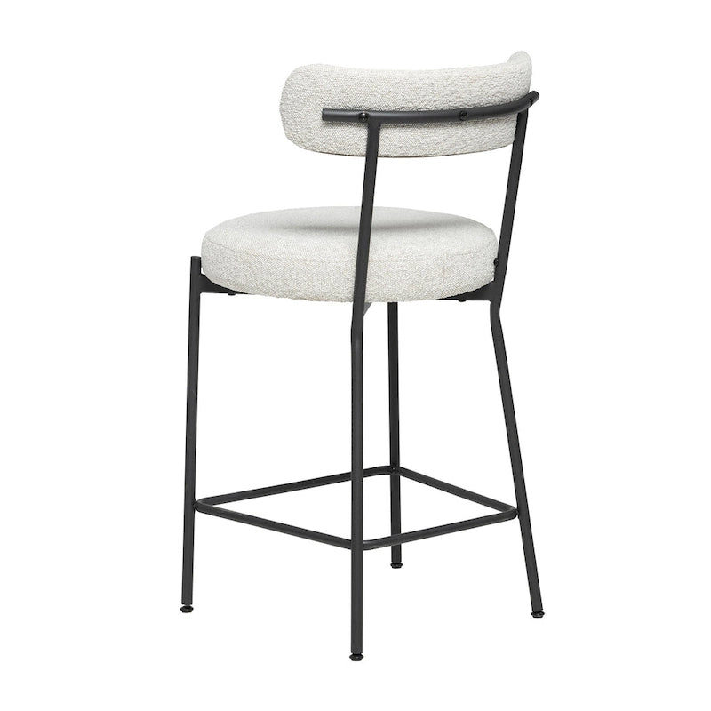 Tabouret de comptoir rembourré en bouclette avec piètement en acier