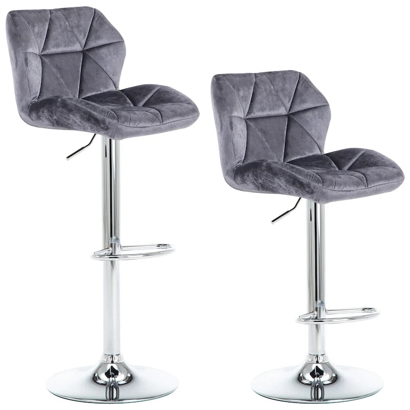 Tabourets de bar réglables en hauteur, lot de 2 – Siège pivotant rembourré