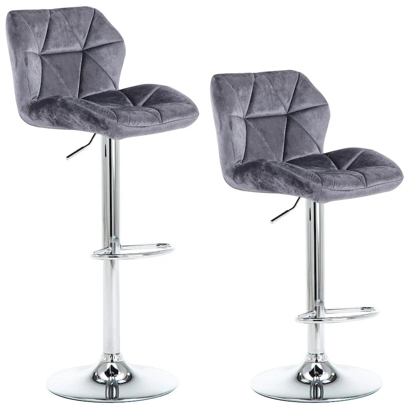 Tabourets de bar réglables en hauteur, lot de 2 – Siège pivotant rembourré