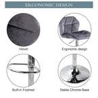Tabourets de bar réglables en hauteur, lot de 2 – Siège pivotant rembourré