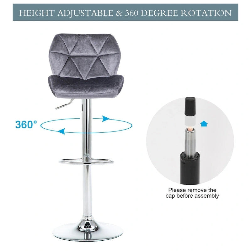 Tabourets de bar réglables en hauteur, lot de 2 – Siège pivotant rembourré