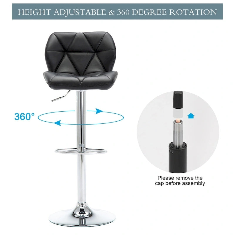 Tabourets de bar réglables en hauteur, lot de 2 – Siège pivotant rembourré