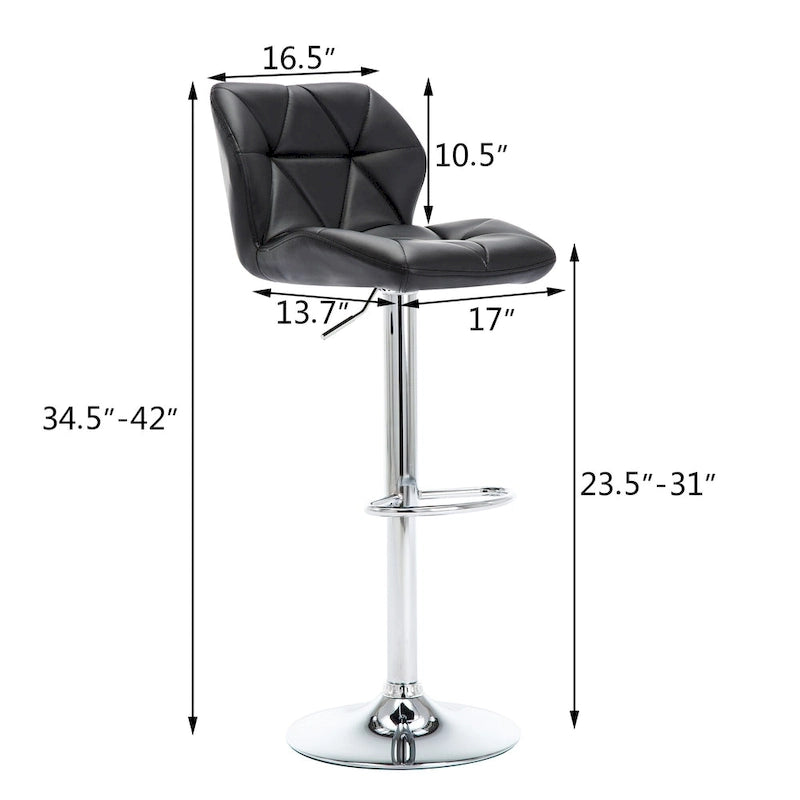 Tabourets de bar réglables en hauteur, lot de 2 – Siège pivotant rembourré