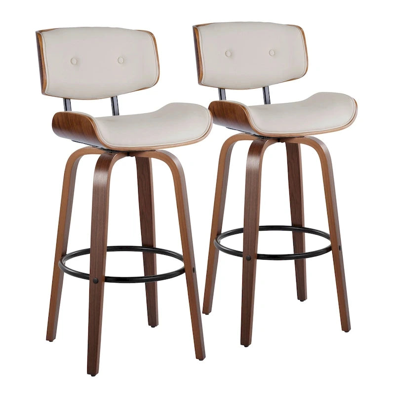 Tabouret de bar à hauteur fixe du milieu du siècle (lot de 2)