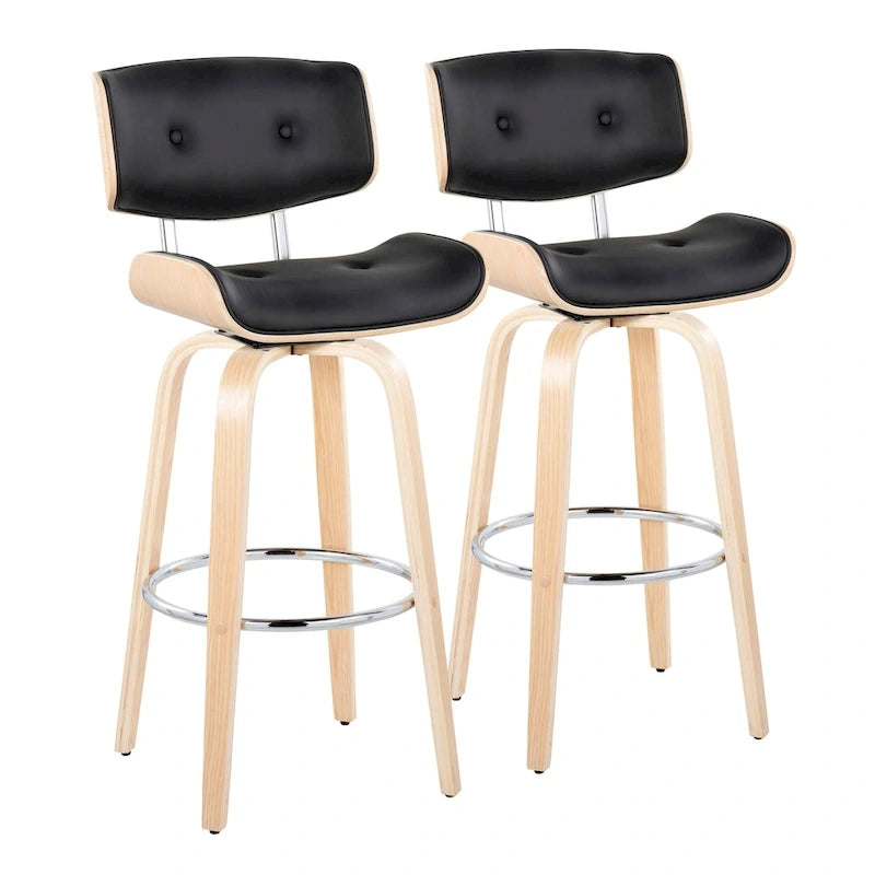 Tabouret de bar à hauteur fixe du milieu du siècle (lot de 2)