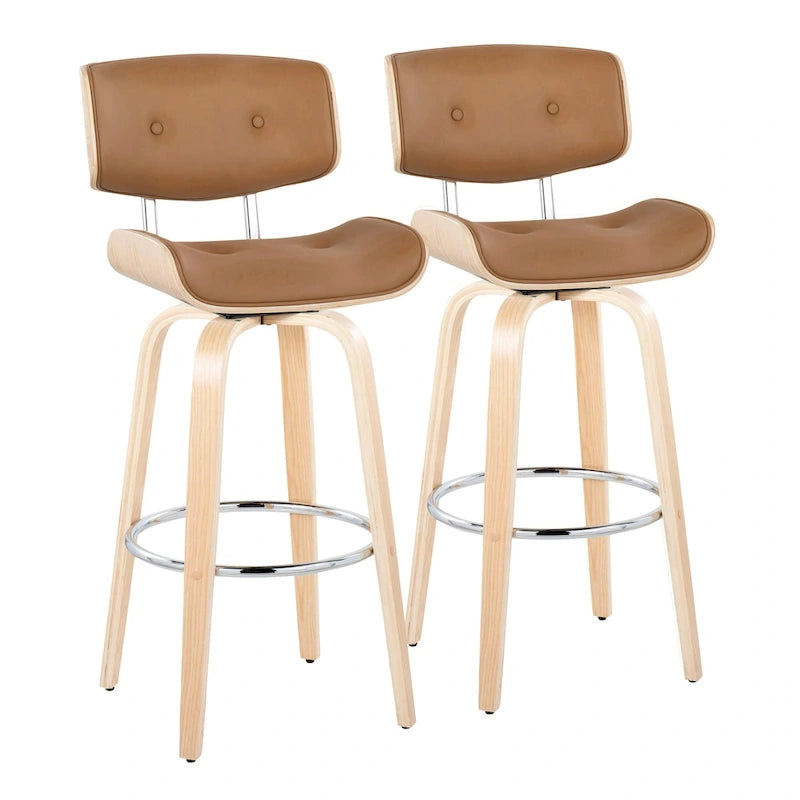 Tabouret de bar à hauteur fixe du milieu du siècle (lot de 2)