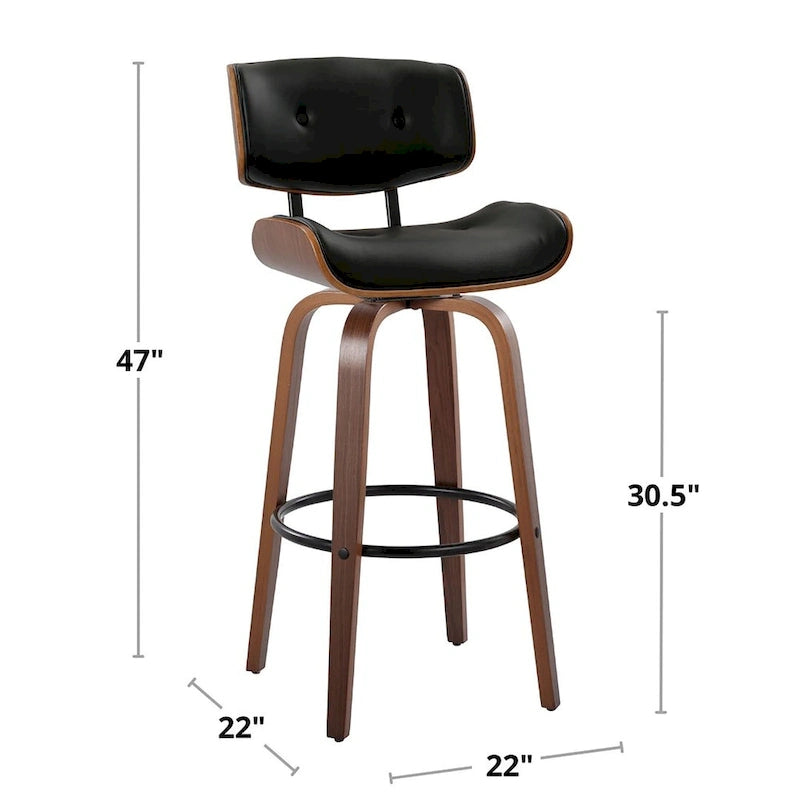 Tabouret de bar à hauteur fixe du milieu du siècle (lot de 2)