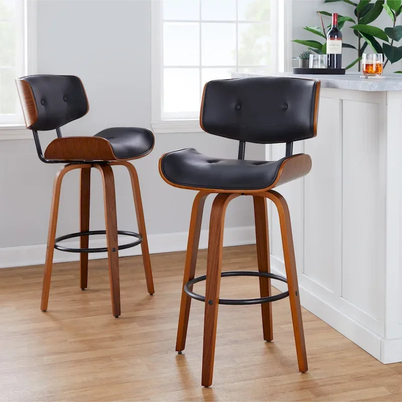 Tabouret de bar à hauteur fixe du milieu du siècle (lot de 2)