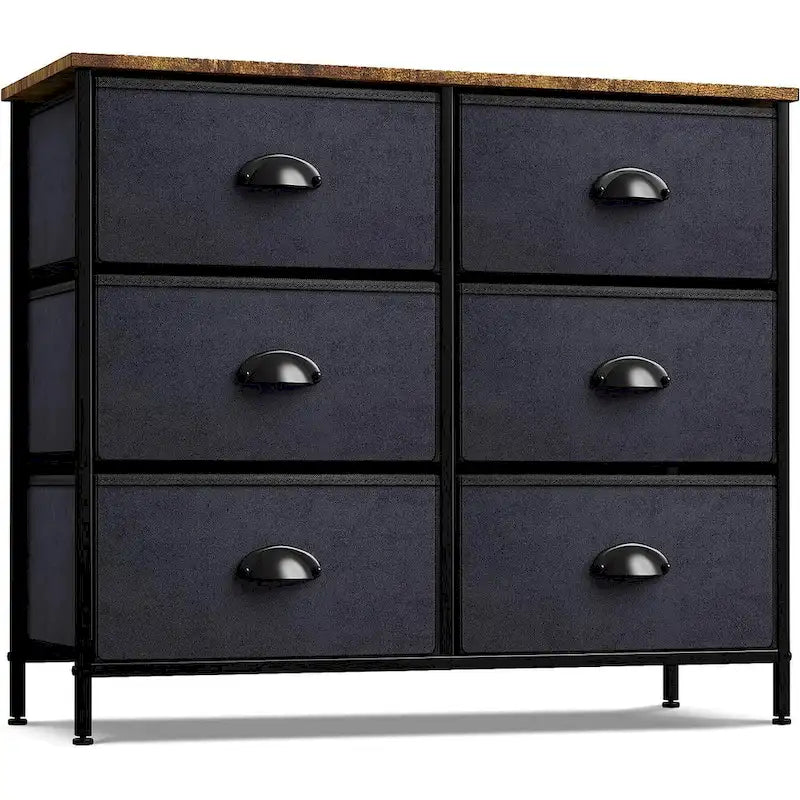 Sorbus Small Dresser with 6 Drawers - Wood Farmhouse Dcor Style Shelf Top