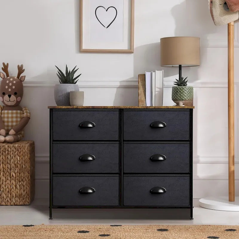 Commode de rangement en tissu à 7 tiroirs avec cadre en acier