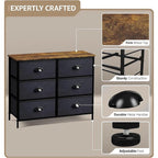 Commode de rangement en tissu à 7 tiroirs avec cadre en acier