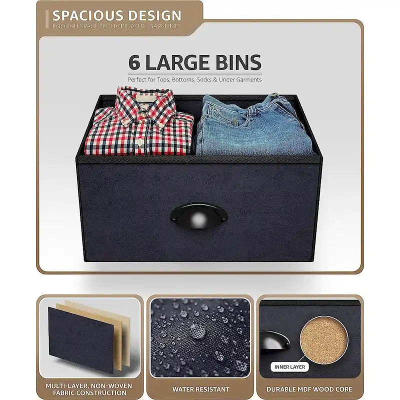 Commode de rangement en tissu à 7 tiroirs avec cadre en acier