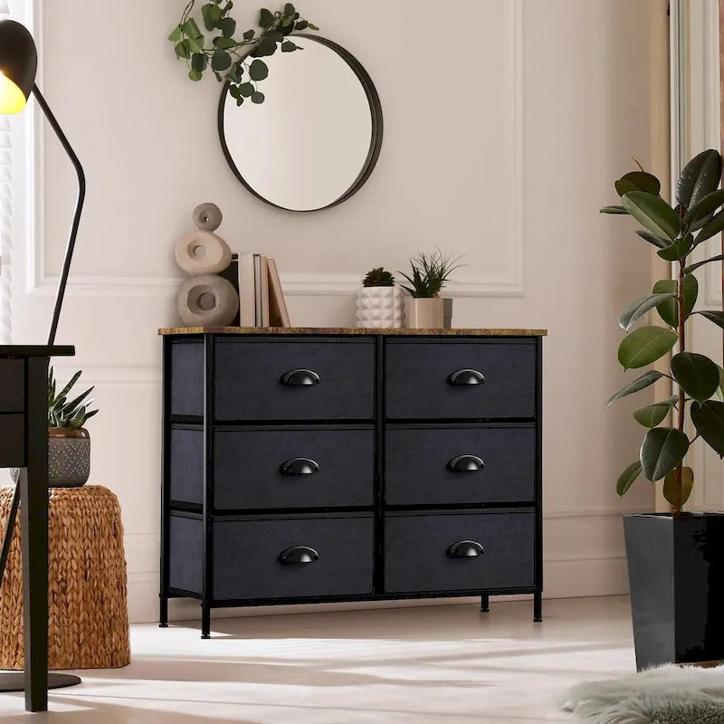 Commode de rangement en tissu à 7 tiroirs avec cadre en acier