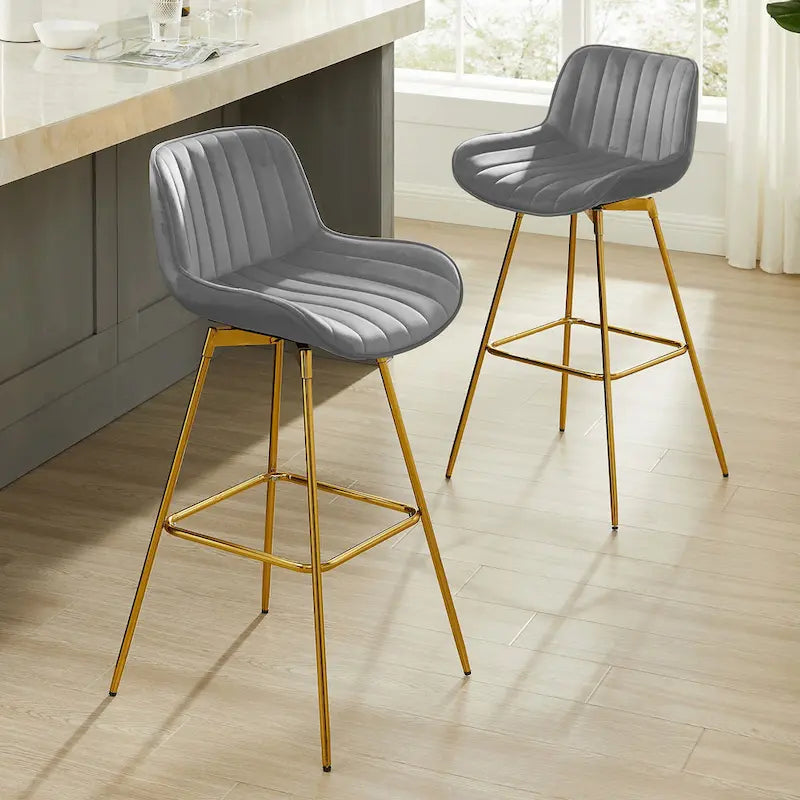 Tabourets de bar pivotants en velours (lot de 2)
