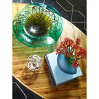 Table basse ovale rustique en bois d'acacia avec pieds tripodes