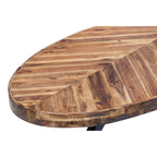 Table basse ovale rustique en bois d'acacia avec pieds tripodes
