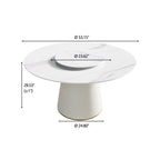 Table à manger ronde de 53 pouces pour 6 personnes avec plateau en pierre frittée et plateau tournant (Lazy Susan)