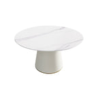 Table à manger ronde de 53 pouces pour 6 personnes avec plateau en pierre frittée et plateau tournant (Lazy Susan)