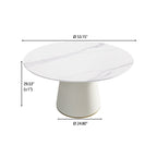 Table à manger ronde de 53 pouces pour 6 personnes avec plateau en pierre frittée et plateau tournant (Lazy Susan)