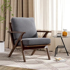 Fauteuil en cuir rembourré (cadre en bois massif, coussin amovible)
