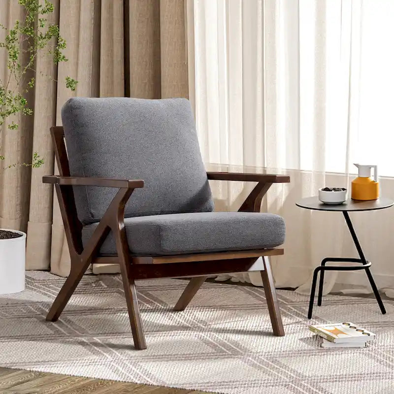 Fauteuil en cuir rembourré (cadre en bois massif, coussin amovible)