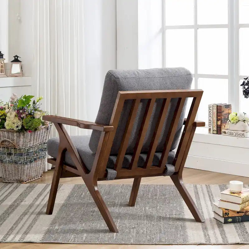 Fauteuil en cuir rembourré (cadre en bois massif, coussin amovible)