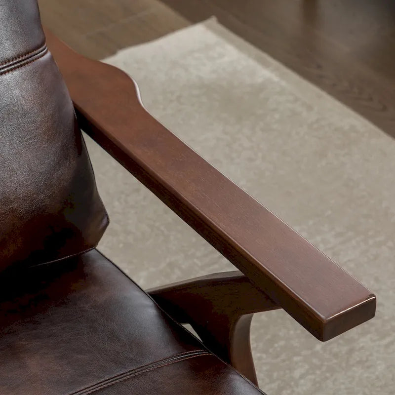 Fauteuil en cuir rembourré (cadre en bois massif, coussin amovible)